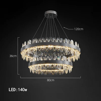 Luxury LED Chandelier Black Crystal Modern Suspension Island Dining Lamp