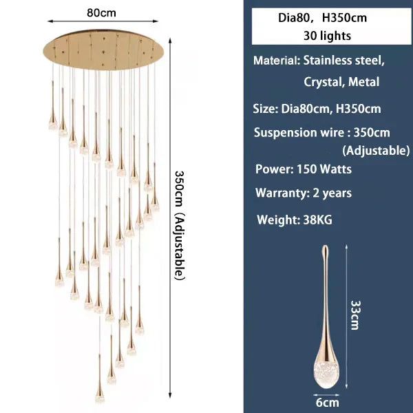 LED Crystal Chandelier: Modern Living Room Gold/Silver/Black Ceiling Light