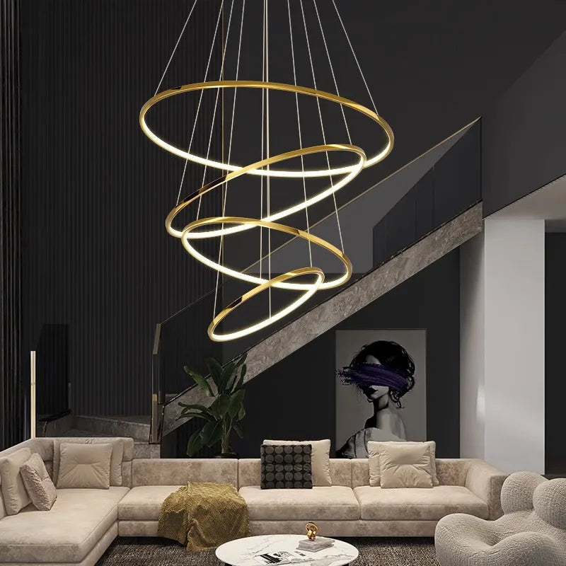 Stylish Staircase Chandeliers LED Pendant Light Lamps for Modern Living Room Lighting