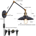 Afralia™ Gold LED Industrial Wall Lamp with Pull Chain Switch