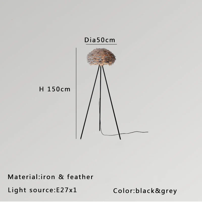 Feather White Grey Floor Lamp Minimalist Standard Light Living Room Shop Bedside Standing Lamps