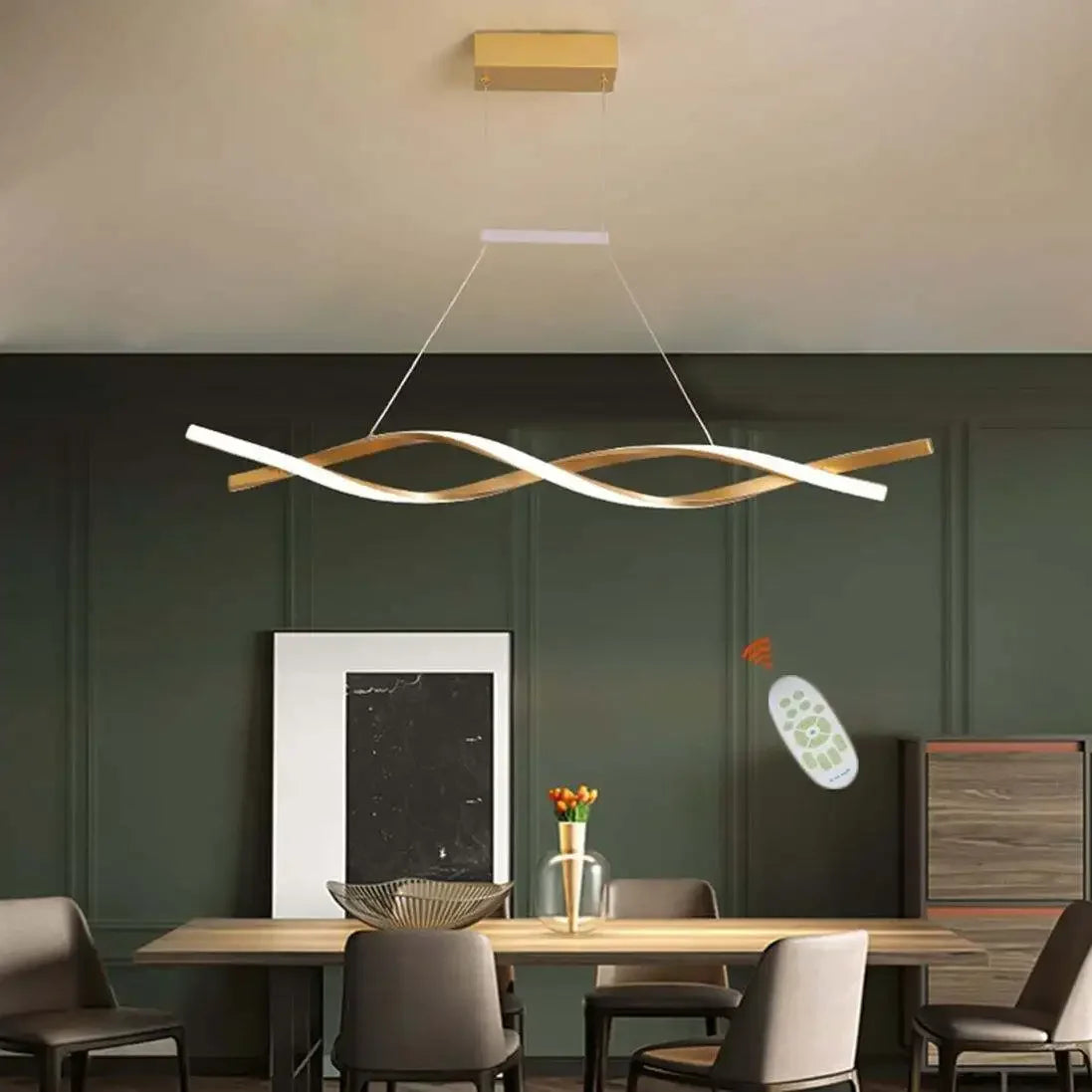 Wave LED Chandelier Iron Art Pendant Light for Living Room