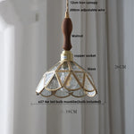 Walnut Wood LED Pendant Lamp with Cyan Glass Shade