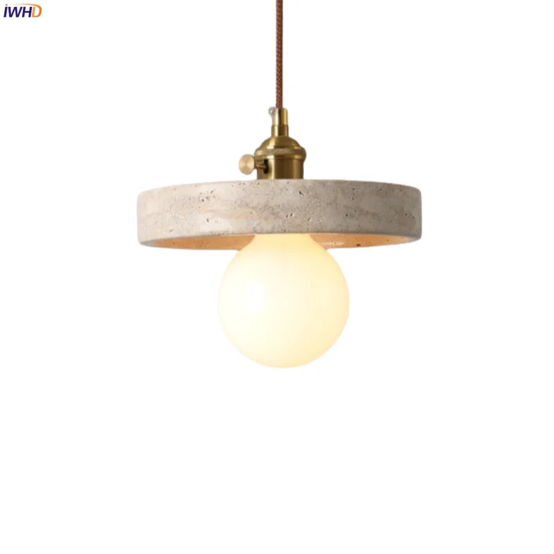 Nordic Modern LED Hanging Lamp Yellow Travertine Afralia™ Loft Living Dining Pendant Light