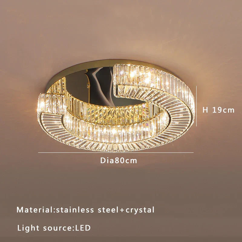 Luxury Crystal Ceiling Lamp: Modern Room Decor, Elegant LED Lighting for Living Room & Bedroom