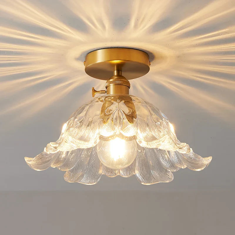 Glass Copper LED Ceiling Light - Simple Art Decorative Chandelier
