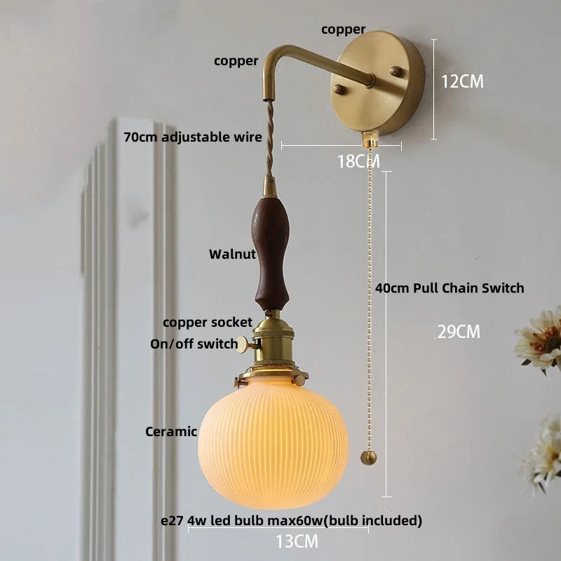 Walnut Wood LED Wall Sconce - Modern Nordic Stair Light Fixture
