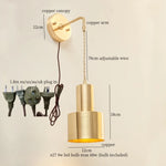Nordic Copper LED Wall Lamp Pull Chain Switch Wandlamp