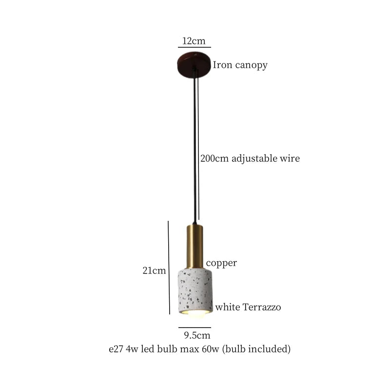 Wabi Sabi LED Pendant Lights Fixture Terrazzo Hanging Lamp Lighting