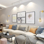 Nordic Brass Glass Wall Sconce: Elegant Living Room Bedside Lighting