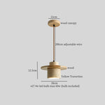 LED Pendant Lamp Yellow Travertine Wood Nordic Minimalism Hanging Light