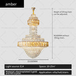 Round Villa Crystal Chandelier Modern Luxury Staircase Light Atmospheric Foyer Dining Room