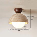 Yellow Travertine Stone LED Ceiling Light Fixture White Glass Ceiling Lamp