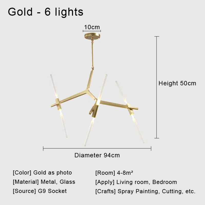 Glass LED Chandelier Ceiling Light for Modern Nordic Design Home Decor