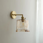 Glass Copper LED Wall Lamp with Knob Switch for Modern Home Decor