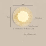 Afralia™ Modern Cotton LED Wall Lamp Pull Chain Switch Yellow Travertine Nordic Bedroom Living Room