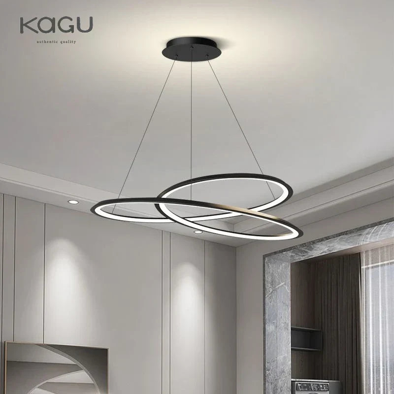 Circular Black/White Chandelier for Living, Dining, and Kitchen Room