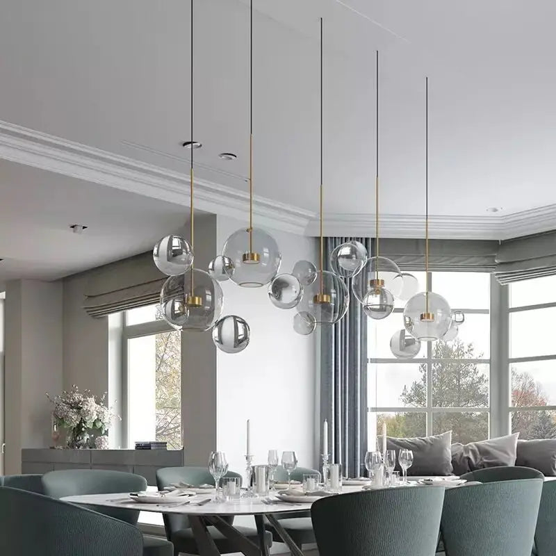 Nordic Mickey LED Glass Ball Pendant Light for Home Decor and Kitchen Lighting