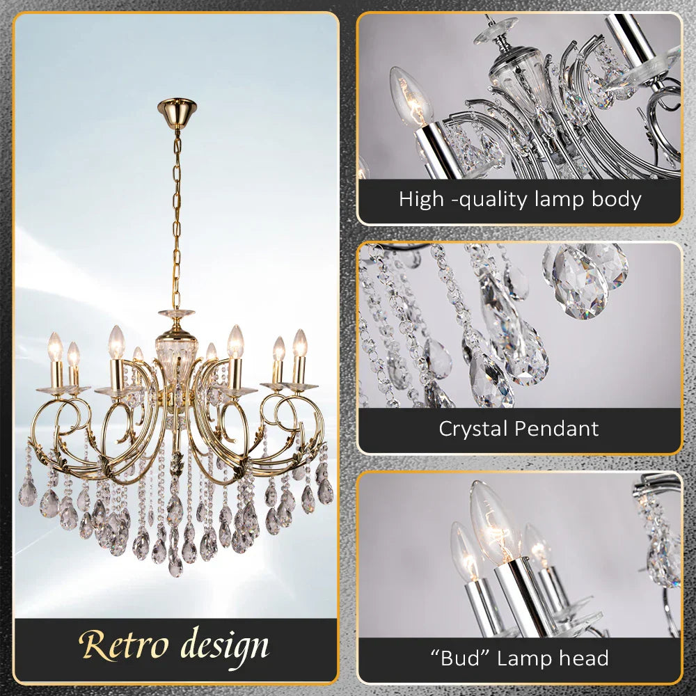 Crystal Chandelier Gold Chrom Nordic LED Luxury Lighting