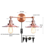 Industrial Retro LED Wall Lamp with Two Heads and Pull Chain Switch