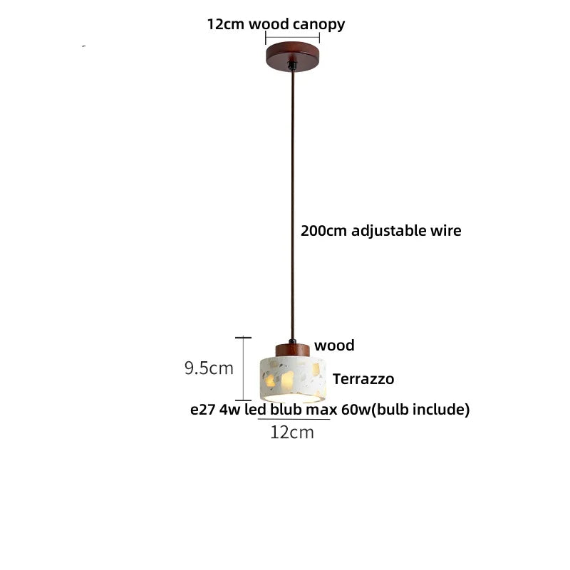 Stone Terrazzo LED Pendant Lights - Modern Nordic Adjustable Hanging Lamp