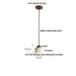 Afralia™ LED Terrazzo Pendant Lamp White Stone Wood Hanging Light