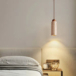 Japanese Stone LED Pendant Lamps Yellow Travertine Wabi Sabi Hanging Light