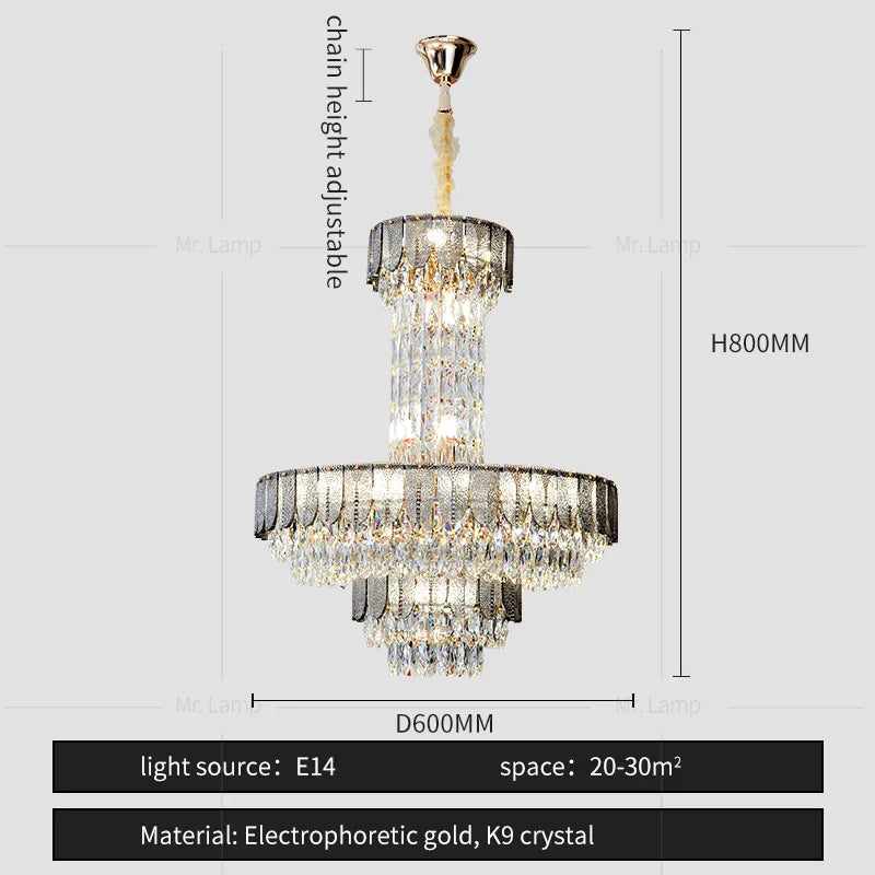 Crystal Chandelier: Postmodern Multi-layer Luxury for Living Room, Hotel Lobby, and Villa