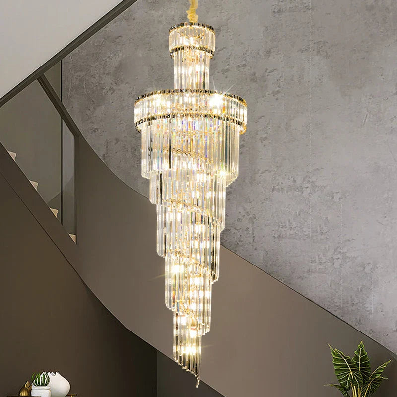 Crystal Spiral Chandelier Duplex for Modern Spaces