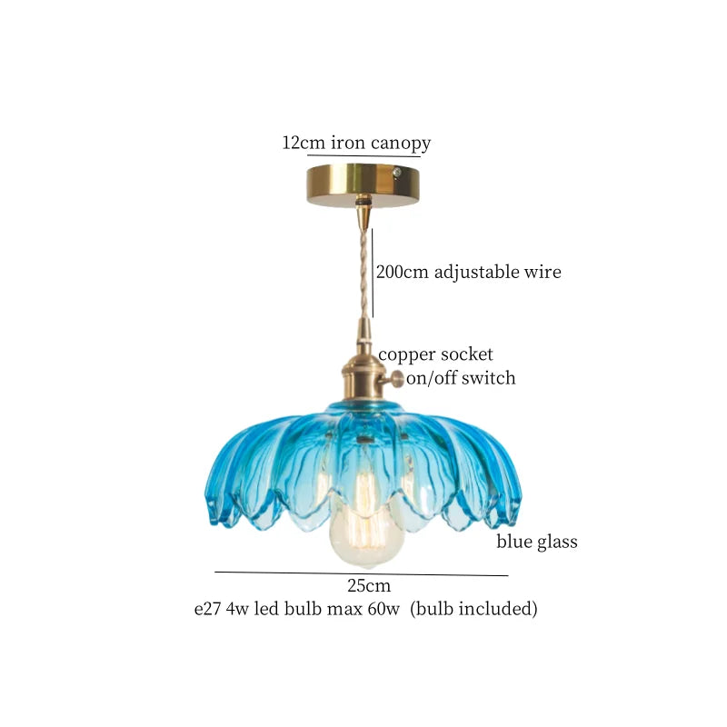 Afralia™ Brass Glass LED Pendant Lamp for Cafe Bar Restaurant Bedroom Loft