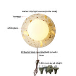 Terrazzo Stone Glass LED Wall Light Fixture with Pull Chain Switch