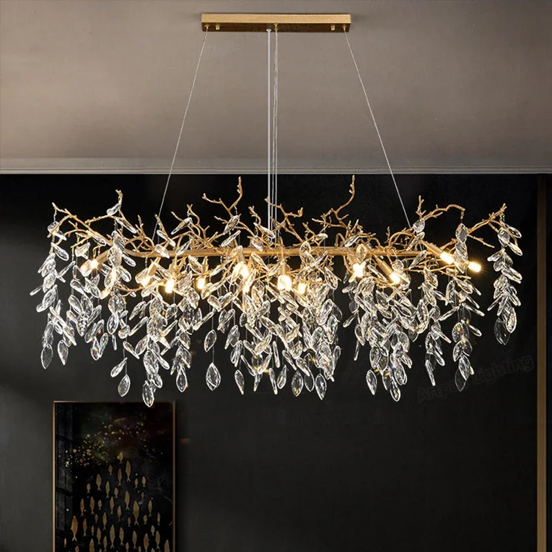 Luxury Crystal Chandeliers: Modern Metal Hanging Lamp for Dining Living Room Hotel Hall