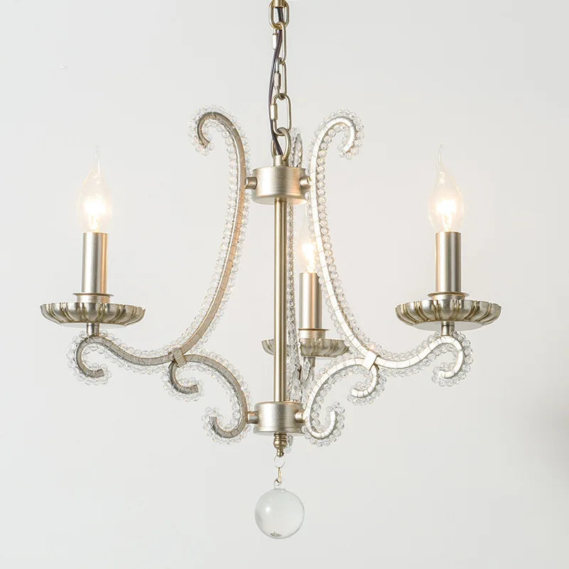 Crystal LED Chandelier: French Living Room Retro E14 Pendant Light for Home Decor