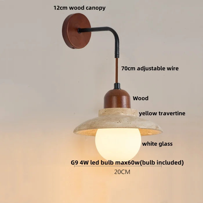 Yellow Travertine LED Wall Lamp Sconce Adjustable Stair Light Fixtures