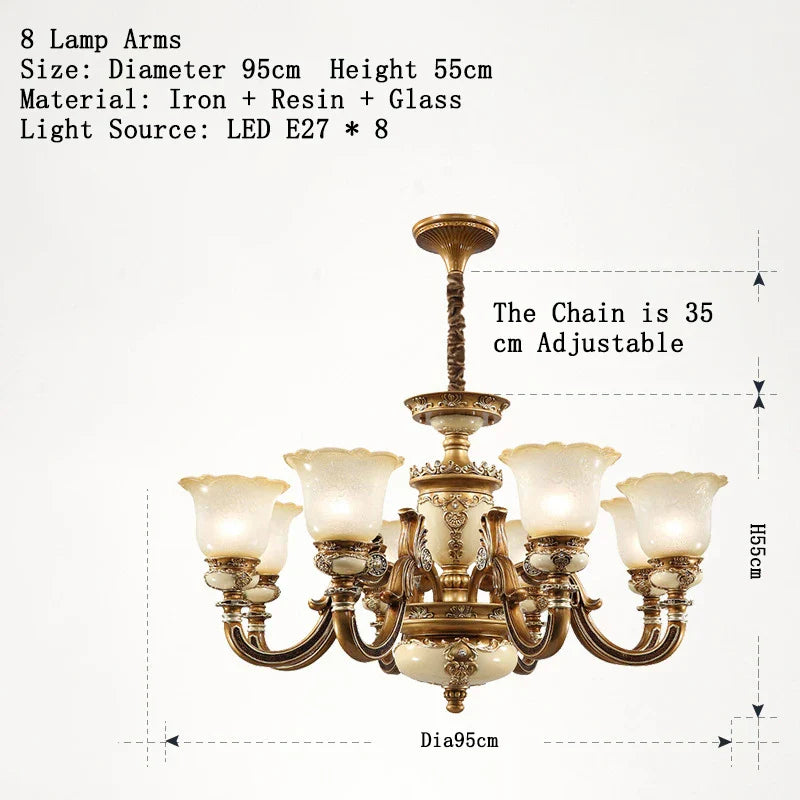 Luxury Resin Chandelier for Living Room, Bedroom, Dining Room, and Hotel