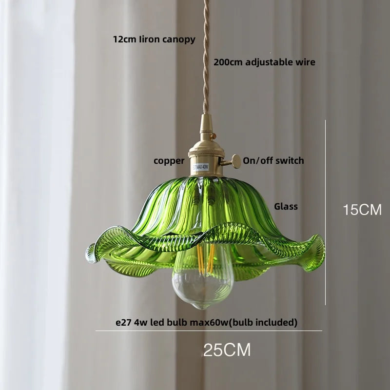 Yellow Glass Wire LED Pendant Light Modern Home Decor Nordic Hanging Lamp