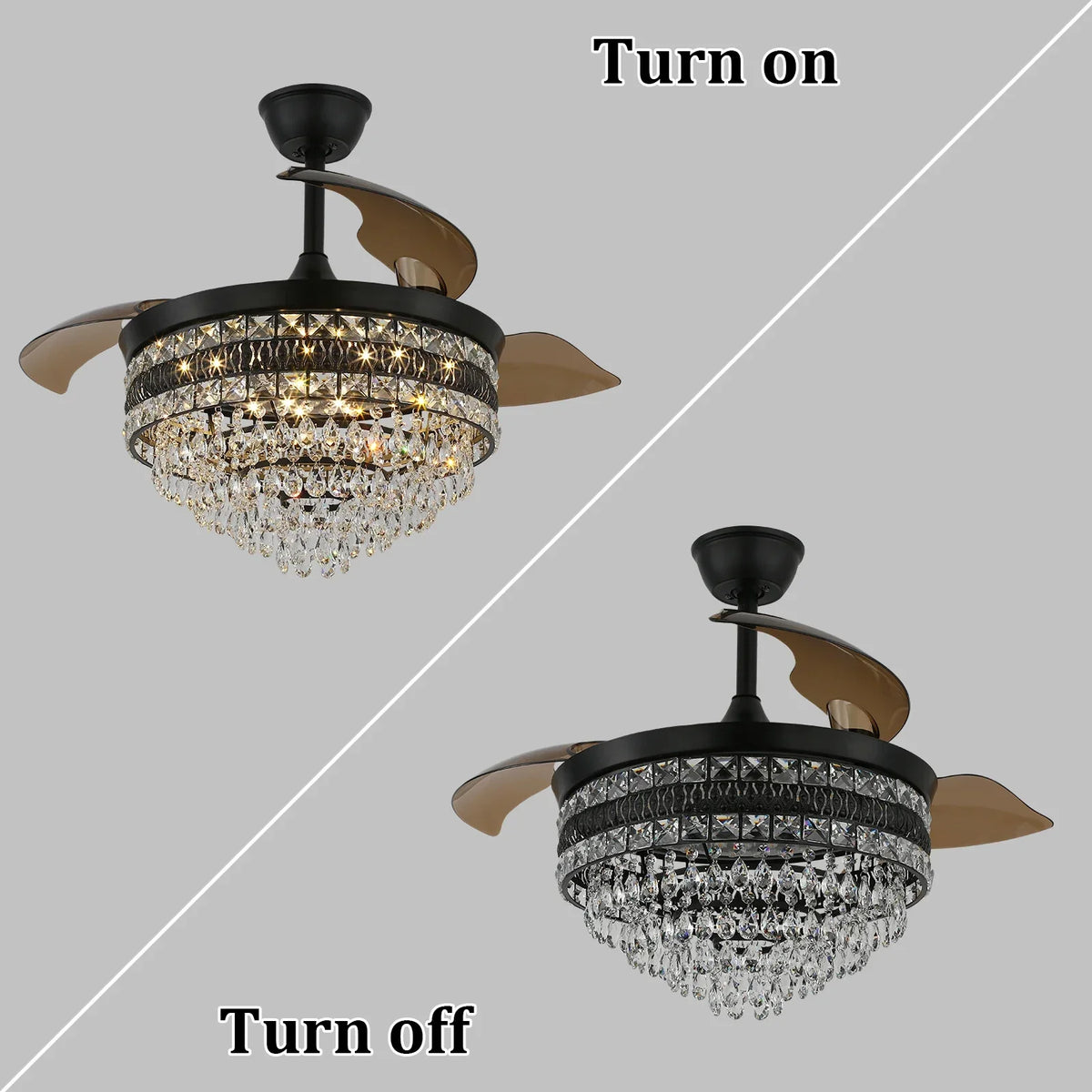 Smart Ceiling Fan with Pendant Lighting, 3-head LED Fandelier Lamp.