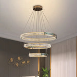 Crystal Ring Ceiling Chandelier | Stainless Steel | Luxury Home Decor