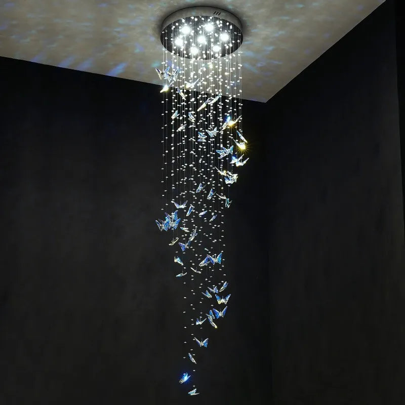 Crystal Butterfly Rotating Chandelier for Modern Light Luxury Villas