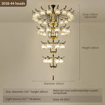 Luxury Copper Jade Chandelier for Middle Floor Living Room