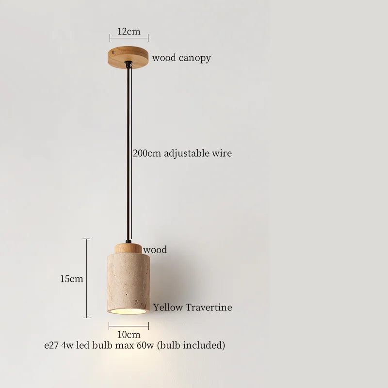Afralia™ Creative Stone LED Pendant Light Yellow Travertine Nordic Minimalism Hanging Lamp