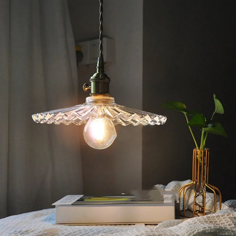 Glass Walnut LED Pendant Light Adjustable Hanging Lamp Modern Nordic Design