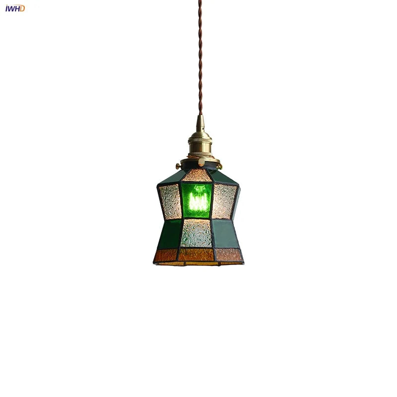 Colorful Glass Tiffany Style LED Pendant Lamp, Modern Hanging Light Fixture