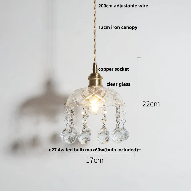 Afralia™ Crystal Glass LED Pendant Lamp: Modern Luxury Interior Lighting for Home Decor