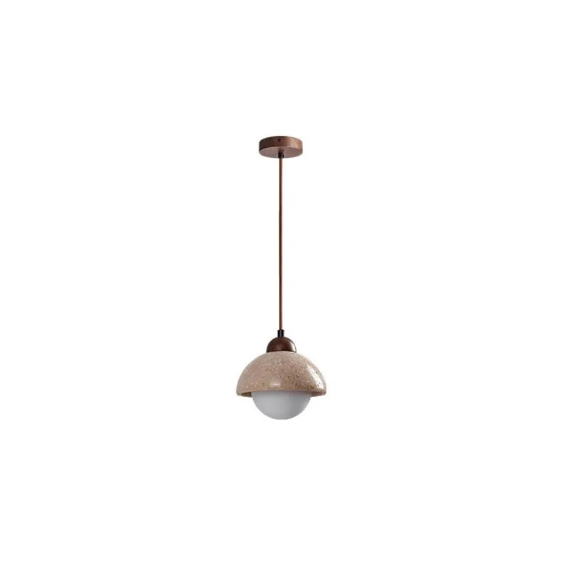 Afralia™ Yellow Travertine LED Pendant Light - Japanese Style Vintage Hanging Lamp