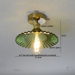Green Glass Copper Ceiling Light Fixture Balcony Kitchen Modern LED Lamp