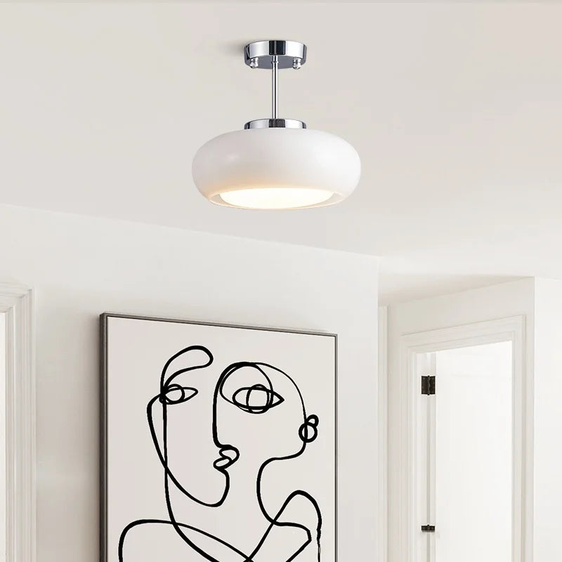 Glass Copper LED Ceiling Light Fixture for Home Decor Porch Hallway Room