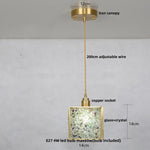 Afralia™ Copper Walnut LED Pendant Lamp Crystal Glass Hanging Light