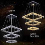 Crystal Triangle Chandelier: Modern K9 Pendant Light for Living & Dining Room