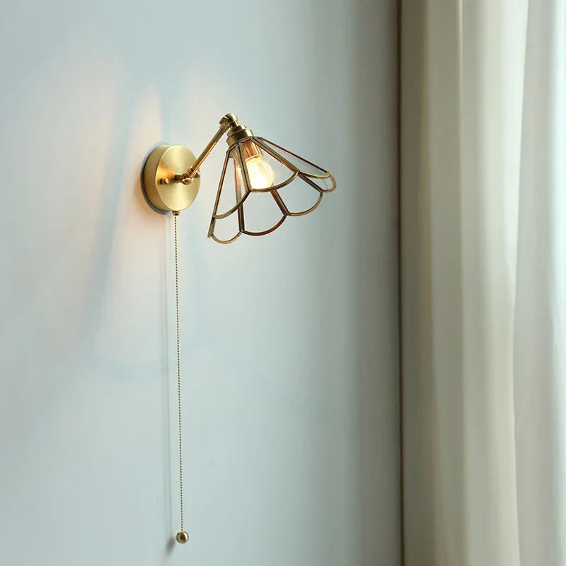 Vintage Brass Clear Glass Wall Lights Up Down Rotate Bedside Lamp